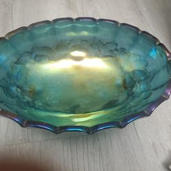 Carnival Glass Oval Bowl