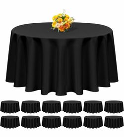 12 Pack 90inch black color Round Tablecloth
