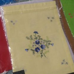 Assorted Linen Embroidered custom use Draw String Bags