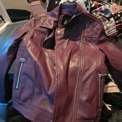 Maroon Faux Leather Jacket