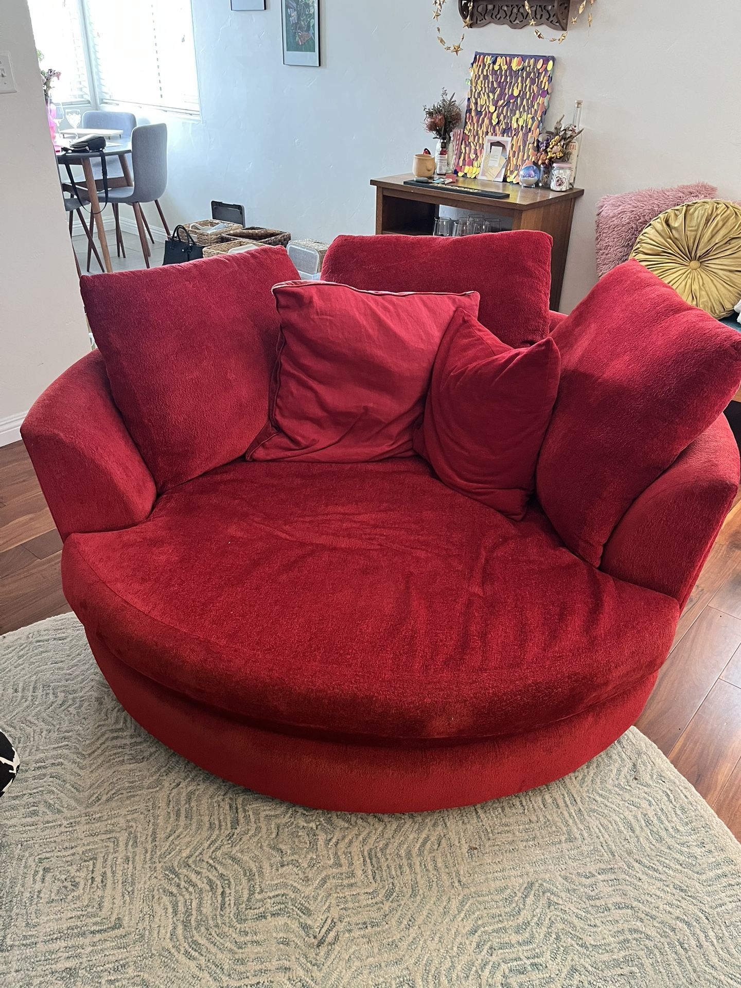 Cozy Fun Red Chair And A Half!