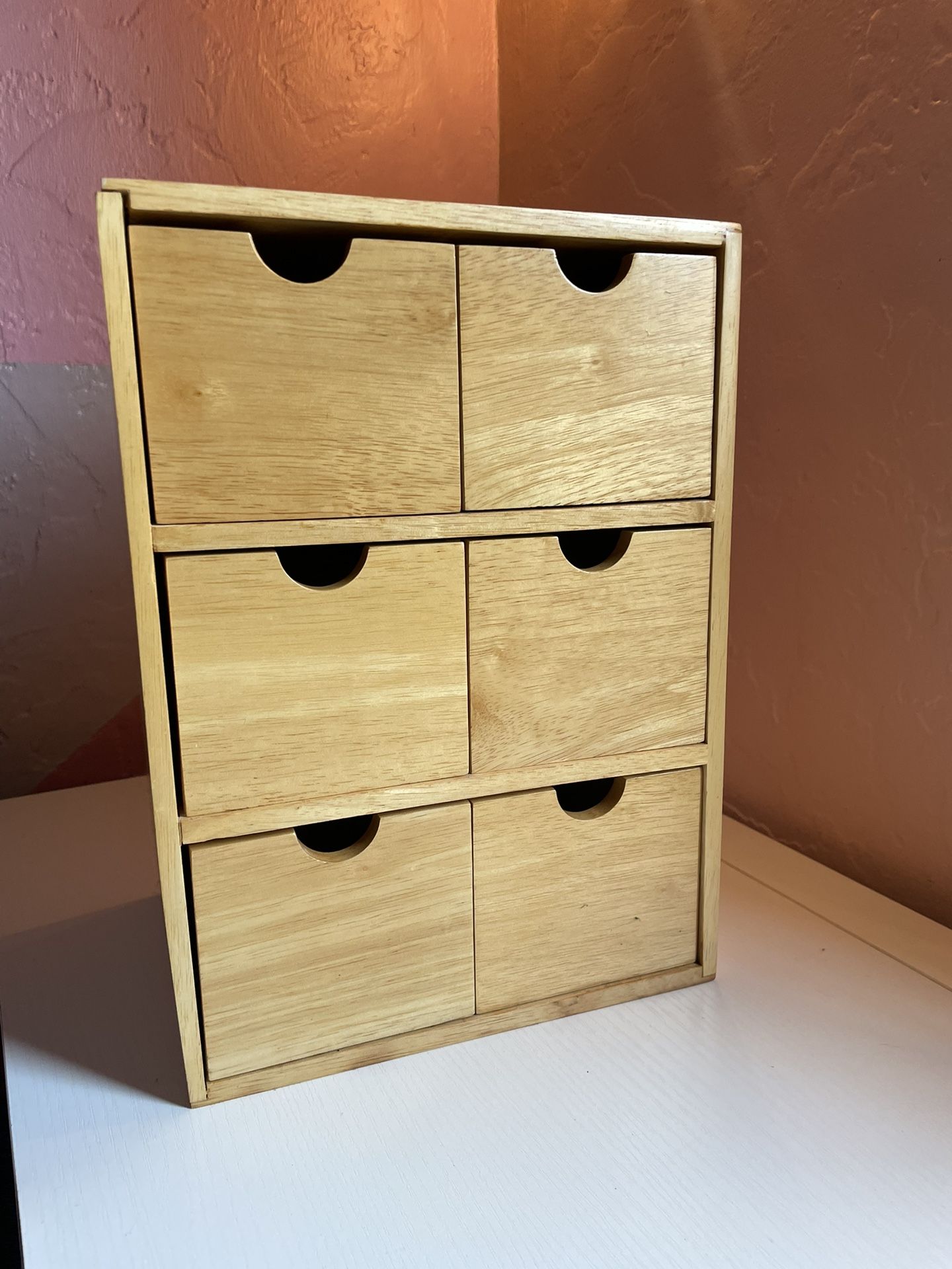 Wooden Storage Organizer Box With (6) Drawers 