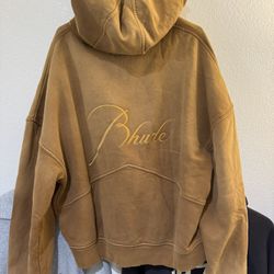 RHUDE YELLOW EMBROIDERED HOODIE