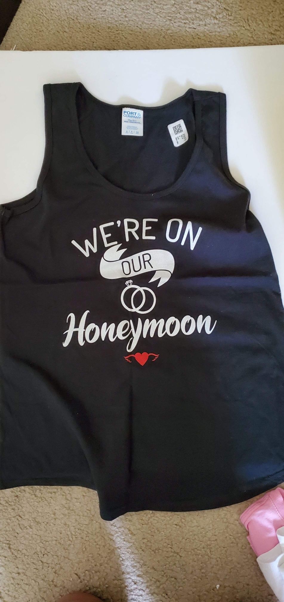 Matching “We’re on our honeymoon” Tank tops 
