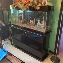 55 gallon fish tank with blackLacquer cabinet included