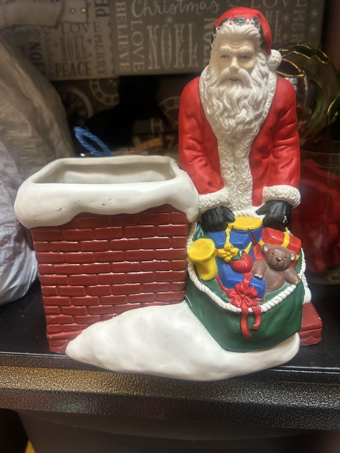 Vintage Claire Burke Santa Chimney Bowl Planter Ceramic