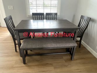 Dining table set with bench