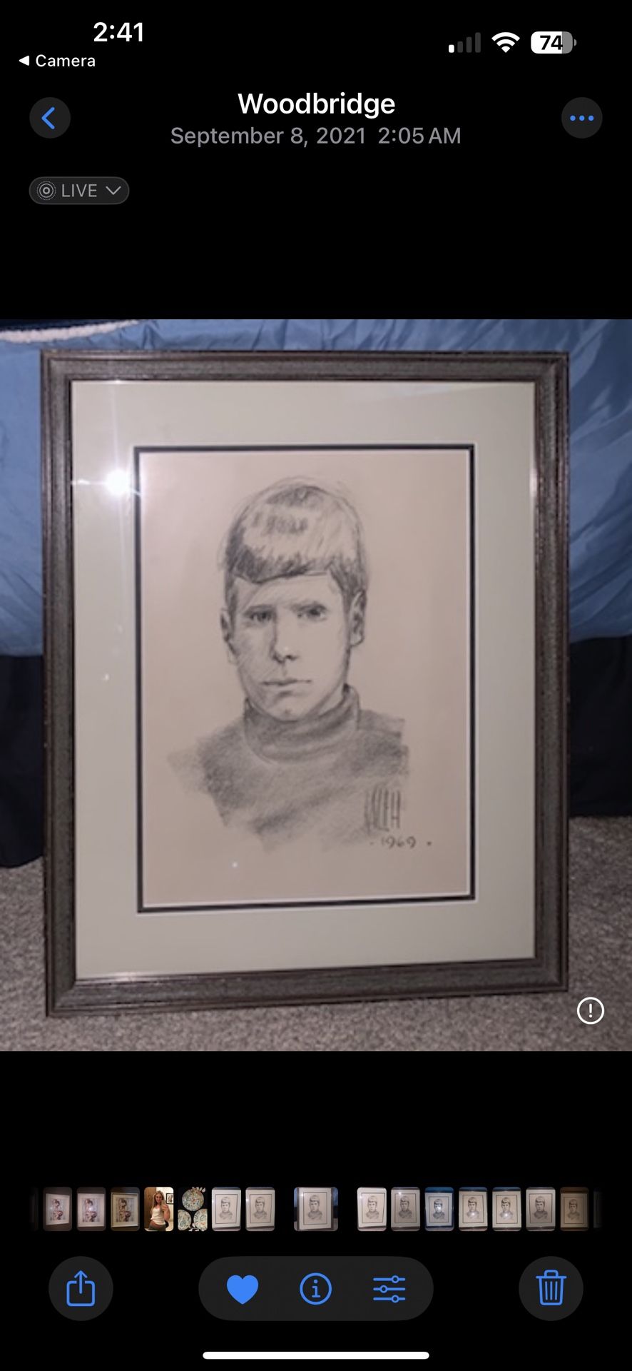 A Large Beautifully Signed & Dated, Framed Antique Artwork Picture Portrait, In Excellent Condition, Dated 1969 - Mint