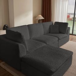 Luxury Modular Sectional Sofa with Chaise – Ultra Soft Textured Fabric, Deep Seats & Modern Design
