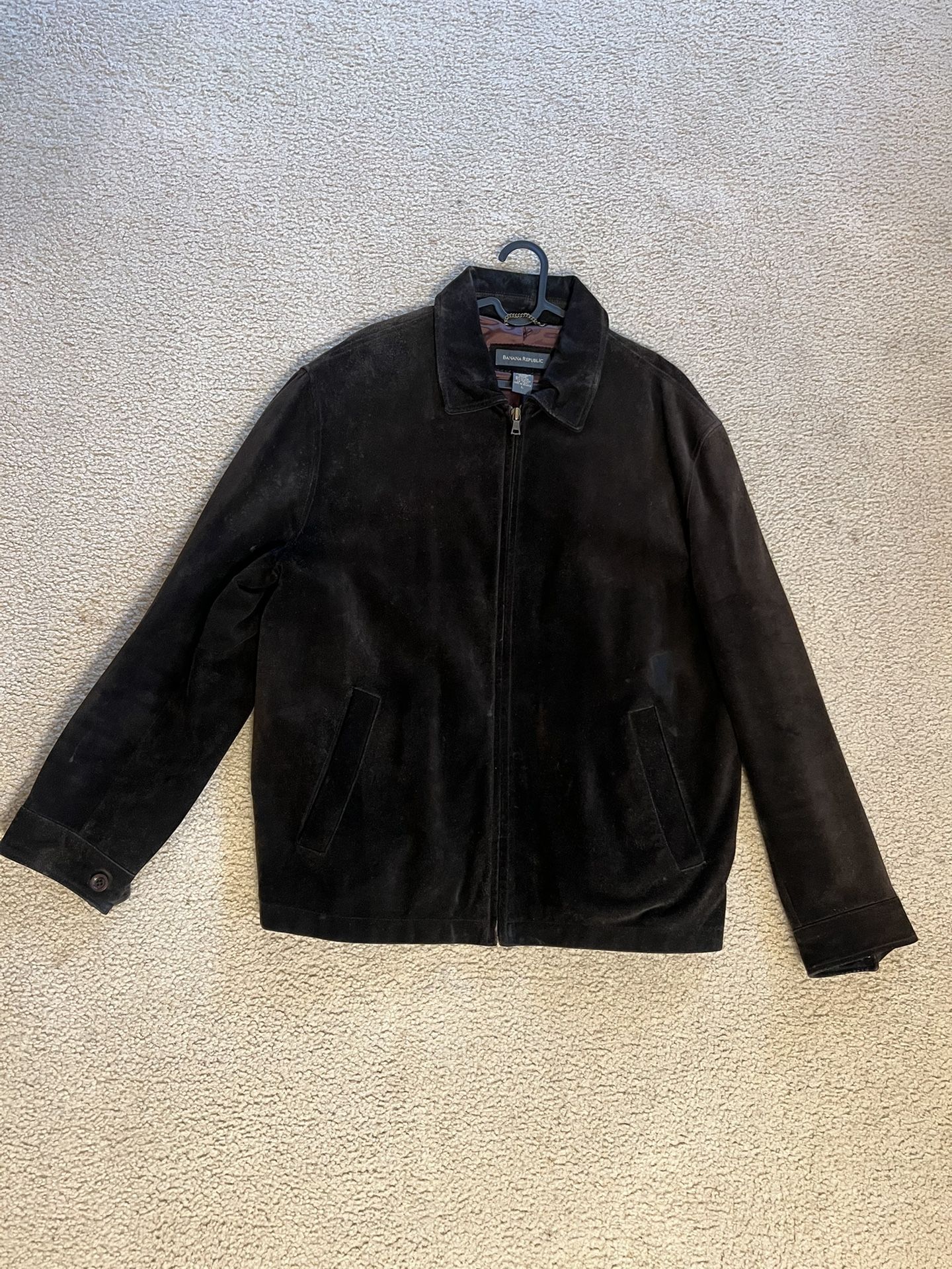 Leather Suede Jacket, Large Banana, Republic Good Condition