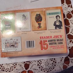 Trader Joe "Season's Eatings" greeting Cards, New In Sealed Box