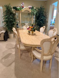 Formal Dining Table Set with 6 Chairs + China Cabinet/Hutch