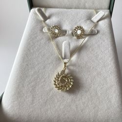 Jewelry set Tassel Drop Earrings Necklace Wedding Engagement Bride for Women 18k plated