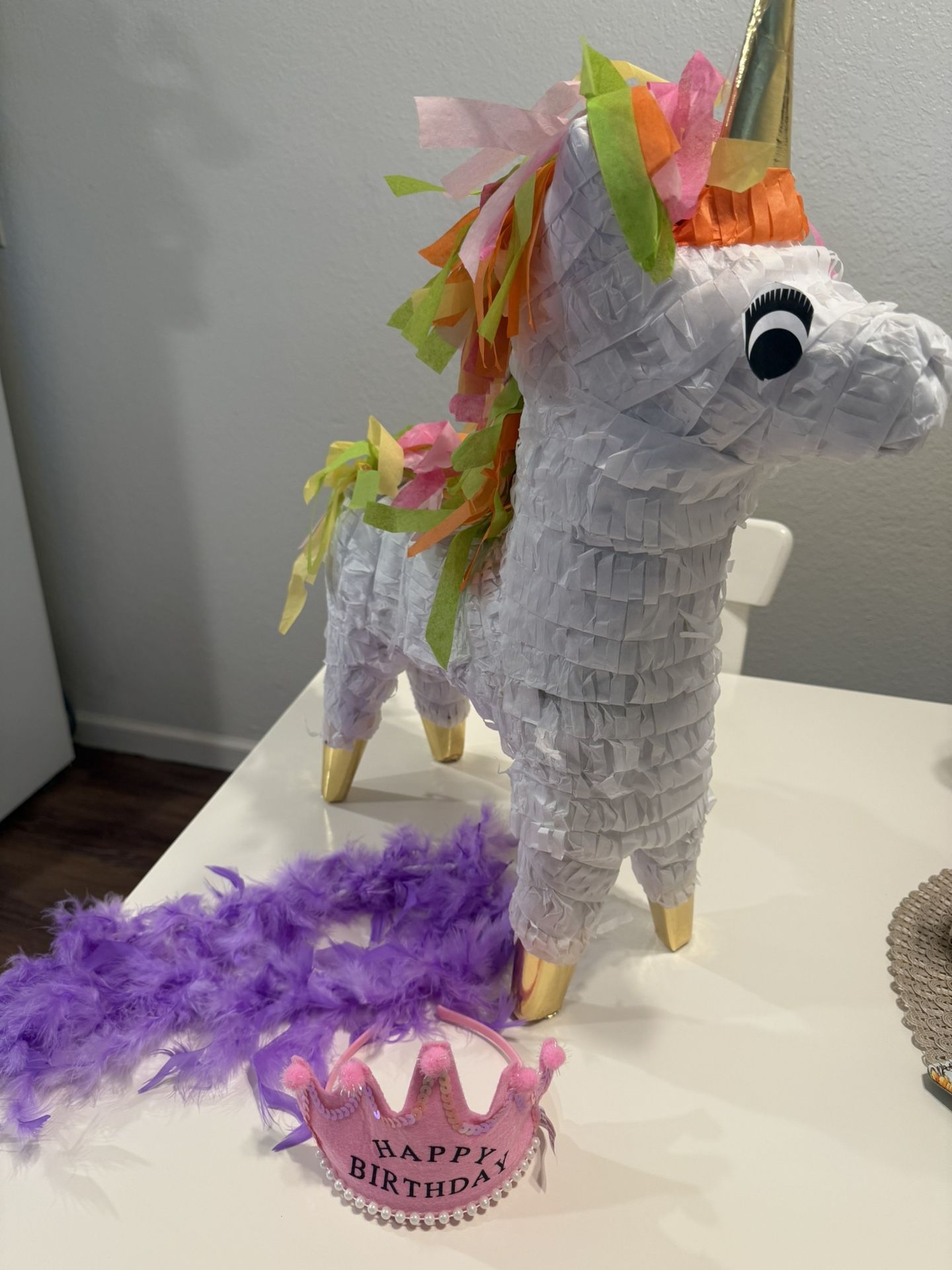 BIRTHDAY Crown, NEW piñata and Purple boa!!