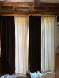 Brown and Cream Curtain Panel Set