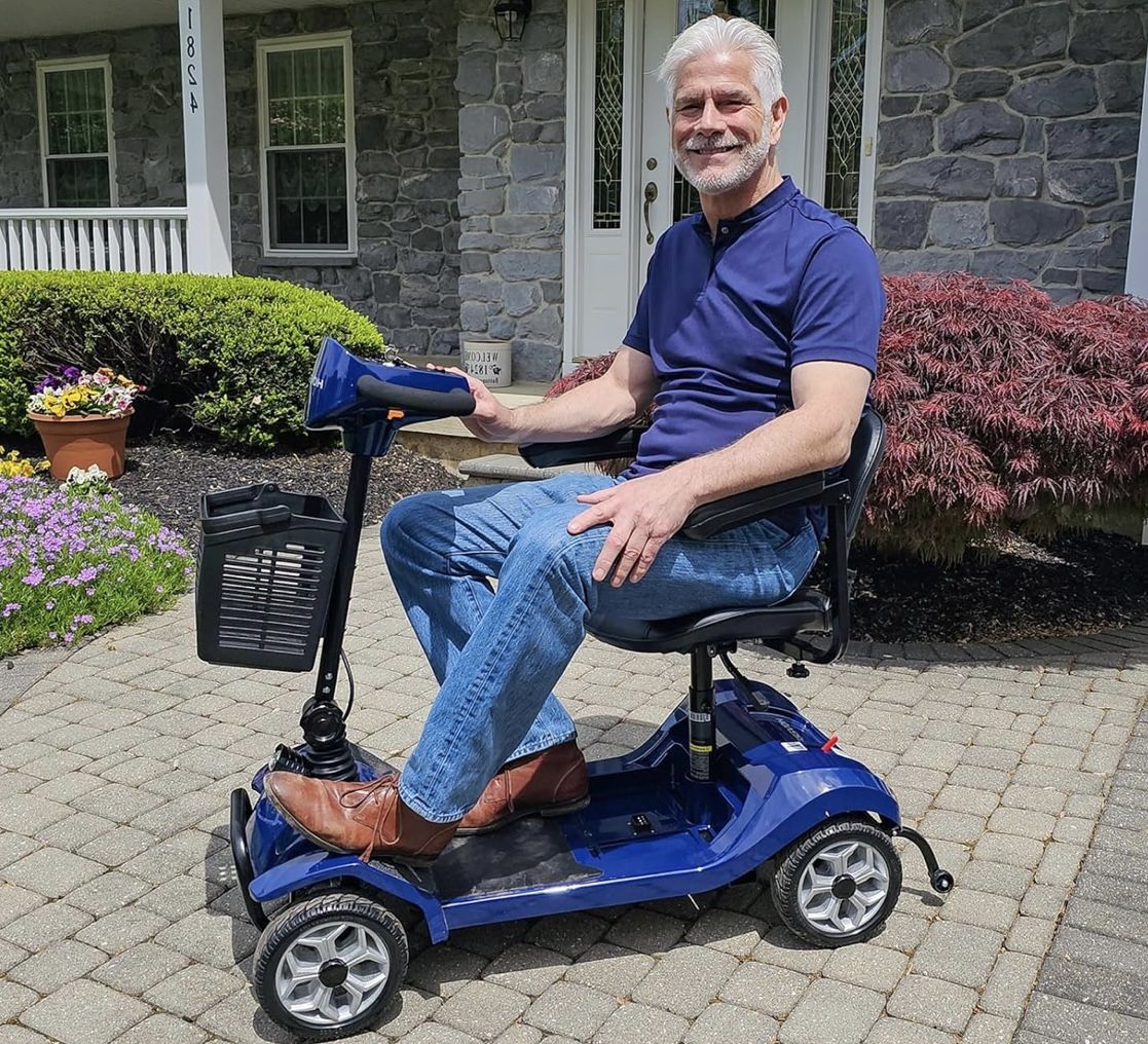 4-Wheel Mobility Scooter for Adults - 12.4 Miles Range, 3.7 mph, Smart Safety Features, Removed Battery, Rotating Swivel Seat, Headlight, Basket, Char