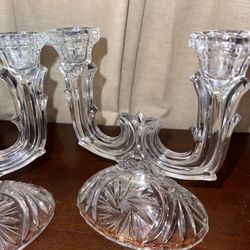 Vintage Cut Crystal Double Candle Holder