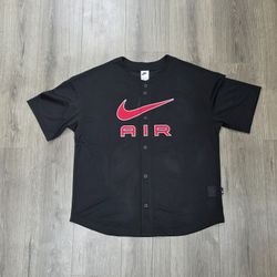 Nike Air Logo Mesh Baseball Jersey Mens Size Small Fits Large