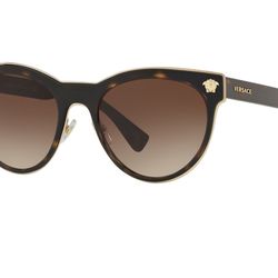 Versace Women’s Sunglasses dark Havana brown/gold metal Mod 2198 size 54mm