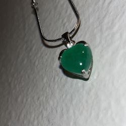 silver green hearted chain 18k