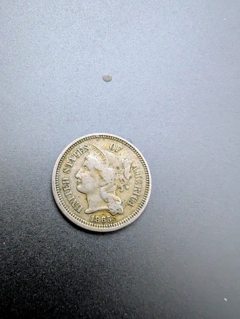 1865 Three Cent Nickel Mint Error Rotation Error