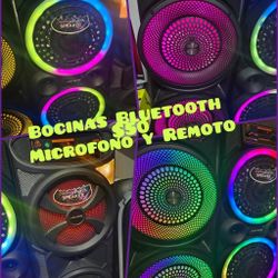 Bocinas Bluetooth Dobles 8" Con Microfono y Remoto / Bluetooth Speaker Dual 8" Microphone & Remote 