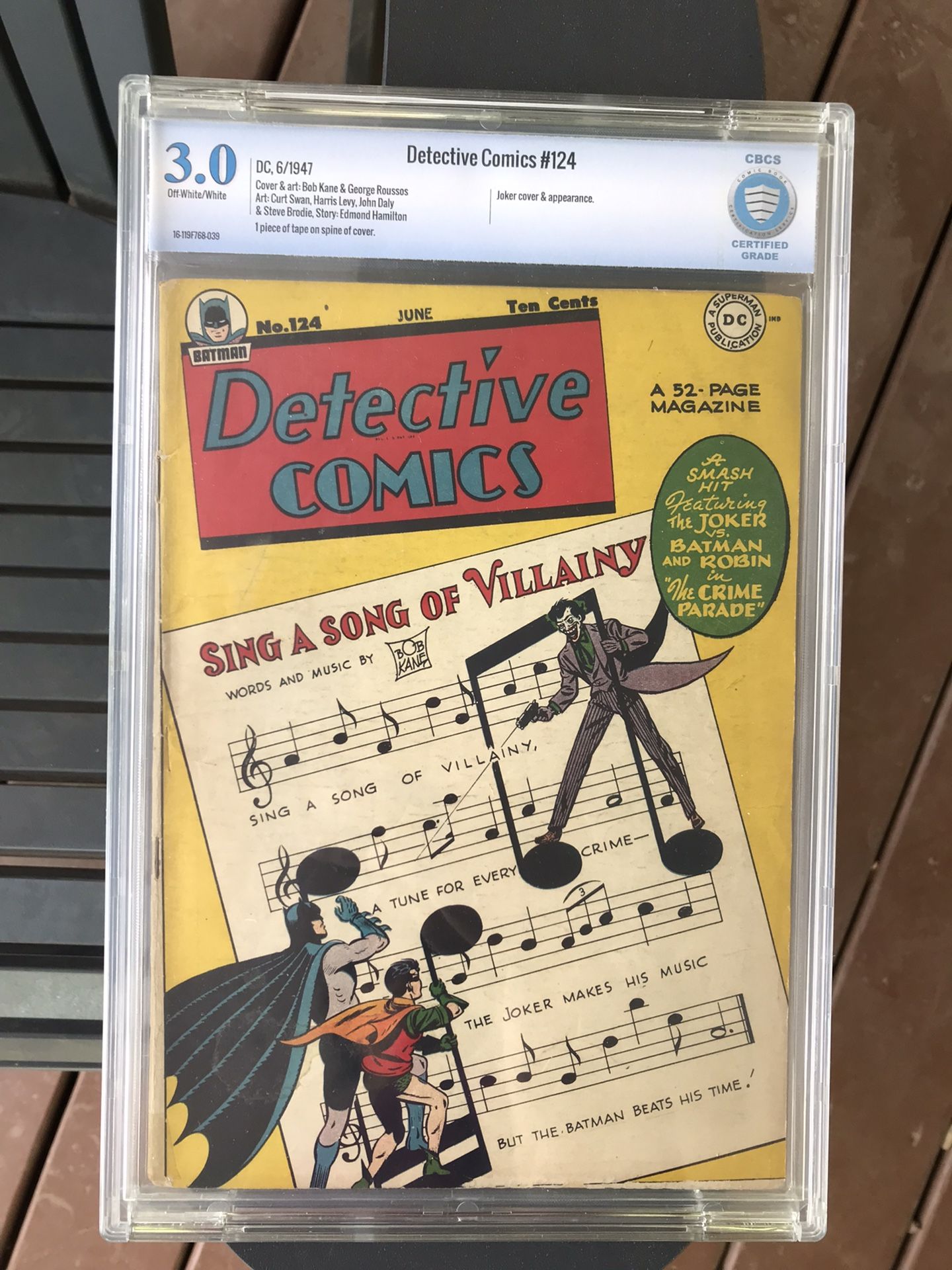 Detective Comics #124 (1947) CBCS 3.0; Joker Music Cover By Bob Kane; Like CGC