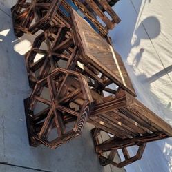 Hand Crafted table with Benches 