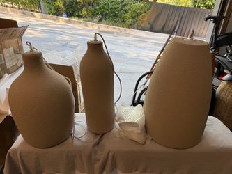 NEW set of 3 large cement Pendant ceiling lights