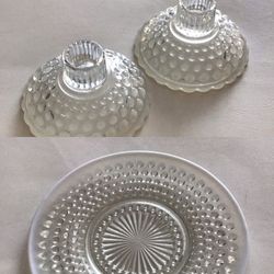 Milk edge bubble glass plate and candlestick holders