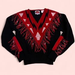 Miller Outerwear Vintage 70s Western 🏜️ Suede Leather Fringed Accent Sweater