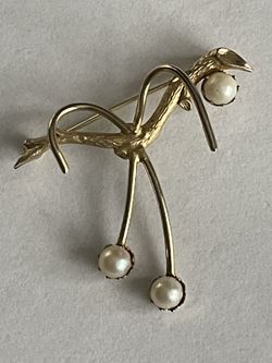 Unique Sarah Cov Signed Gold Tone Bird Brooch/Pin Faux Pearl Accents