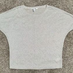 Women's Forever 21 Metallic Knit Shirt Size S Silver