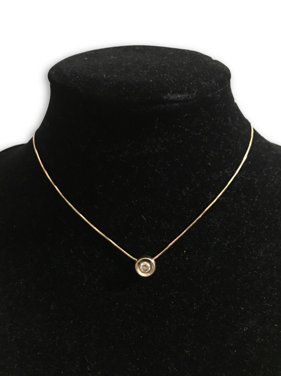 14k Diamond Bezel Necklace