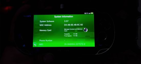 2 PSP Vita model 1001 software version 3.57