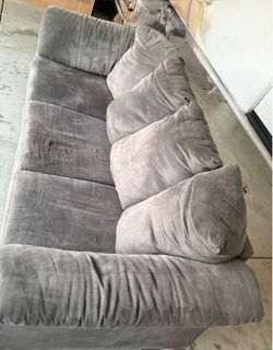 Gray Microfiber Sofa – Comfortable 3-Seat Couch, Great for Home or Apartment