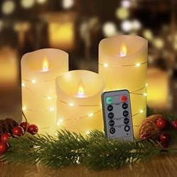 Flameless Candles with Light Strip Remote Control Flickering LED Candles Set