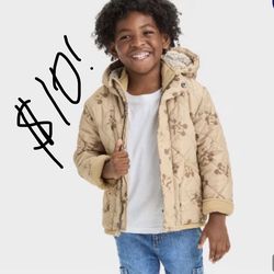Toddler Boys Mickey Mid Weight Quilted Jacket- Light Brown 3T