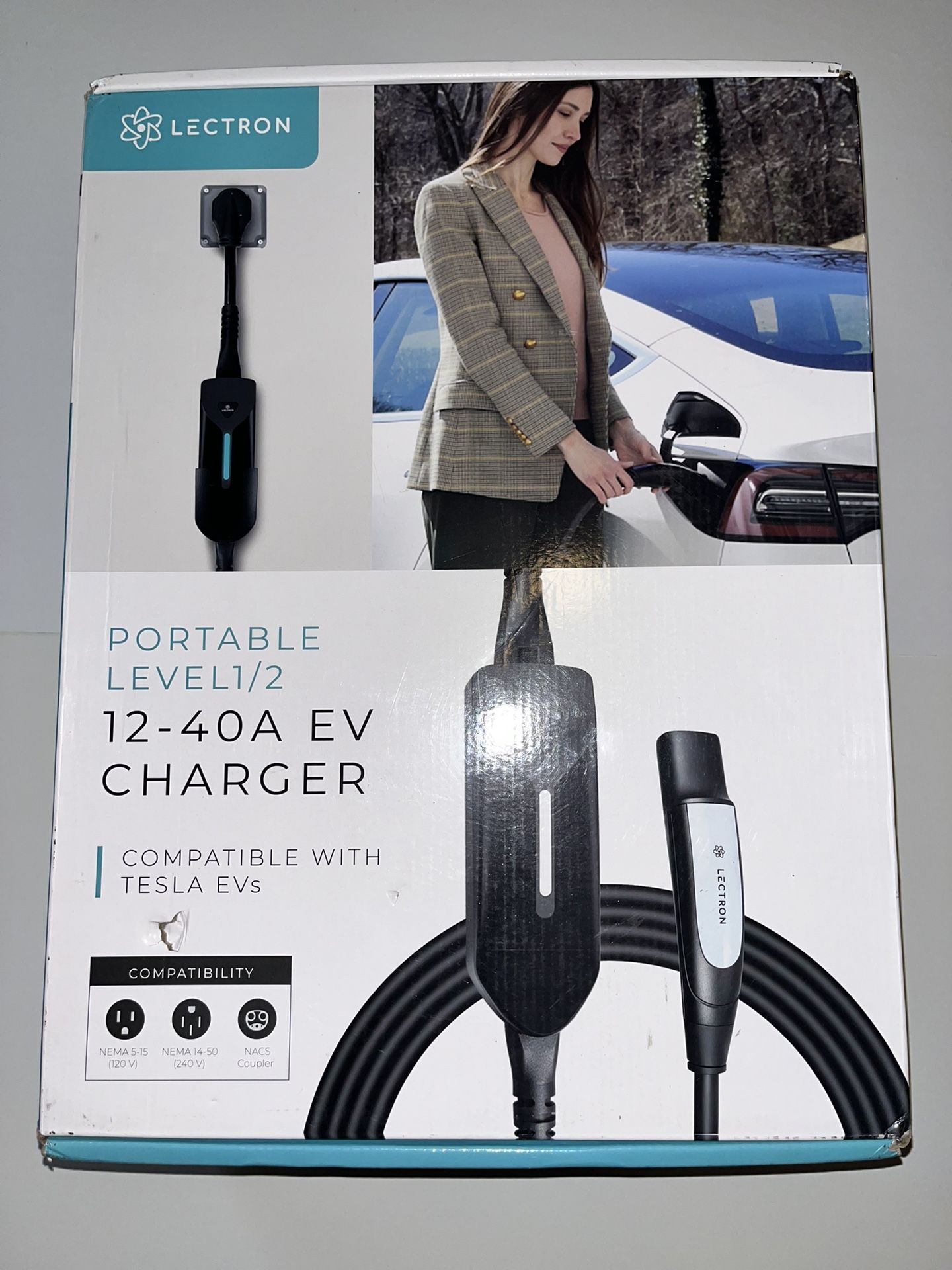 Lectron Portable EV Charger NACS Level 1 & 2 Electric Car Charger for All NACS Tesla EV’s