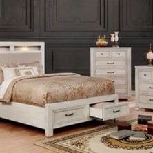 Brand New 4 PC Antique White Bedroom Set with Storage Drawers