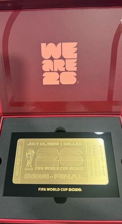 FIFA World Cup 2026 Dallas Semifinal Gold Souvenir Ticket Plaque, Boxed Collectible