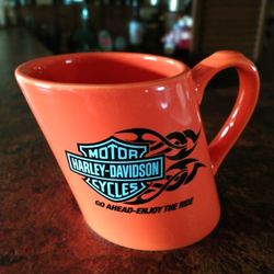 Harley Davidson 2007 Orange Slanted "Go Ahead Enjoy The Ride" Coffee Mug