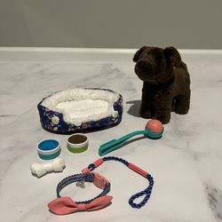 American Girl Chocolate Lab Puppy + Retired Dog Care Essentials Kit - Hard-To-Find