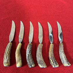 🏷️ Title Options  • Vintage Genuine Stag Horn Steak Knives - Set of 6 • Rustic Antler Handle Steak Knife Set (6 Pieces) - Vintage