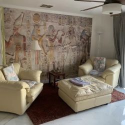 Large Leather Chairs + Ottoman