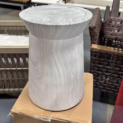 New 12.8" Cement End Tables for Patio,Faux Terrazzo Modern Small Round Side Accent Table