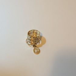 $13 Brand New Oro Laminado Semanario Virgen De Guadalupe/ Multicolor Gold-Filled Virgin Mary Medallion Ring, Size 8