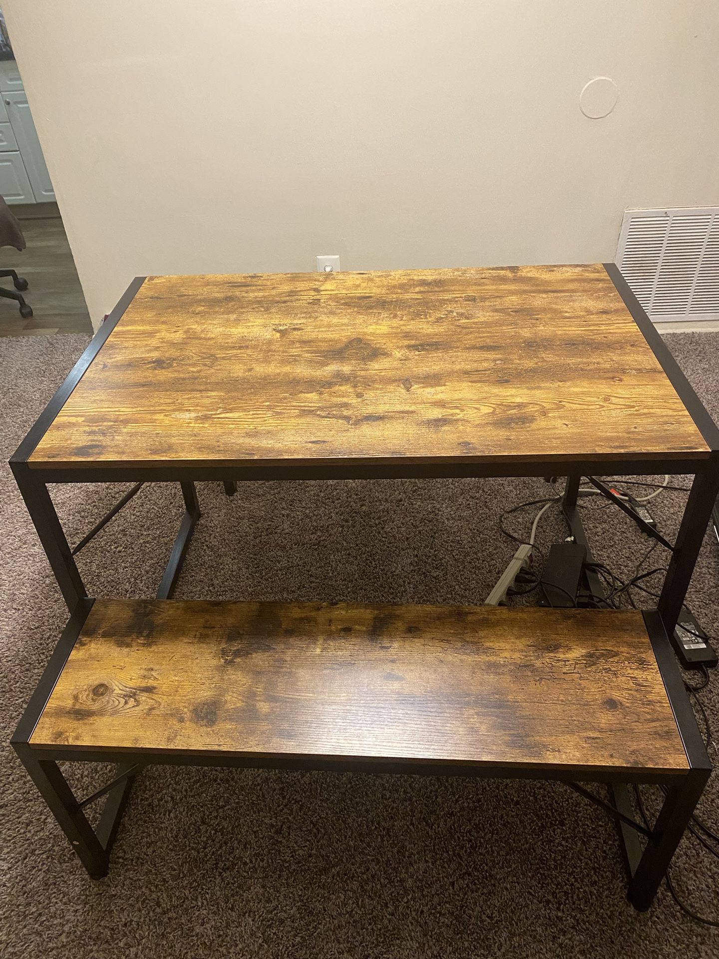 3 Piece Dining Set, Dining Table with 2 Benches for 4