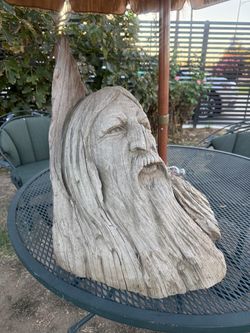 Vintage carved wood man sculpture