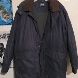 Mens Dark Blue Coat W Hood   Size XL  